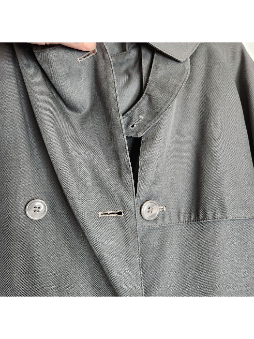 Vintage Hudson Bay Dark Grey Removable Liner Trenchcoat Size 12 - Picture 2 of 16